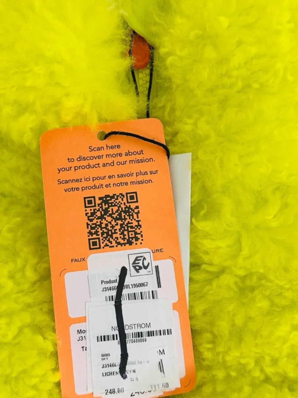 Save The Duck Girl's Sz 14 Thisbe Quilted Fluffy Fleece Yellow Green Jacket NEW